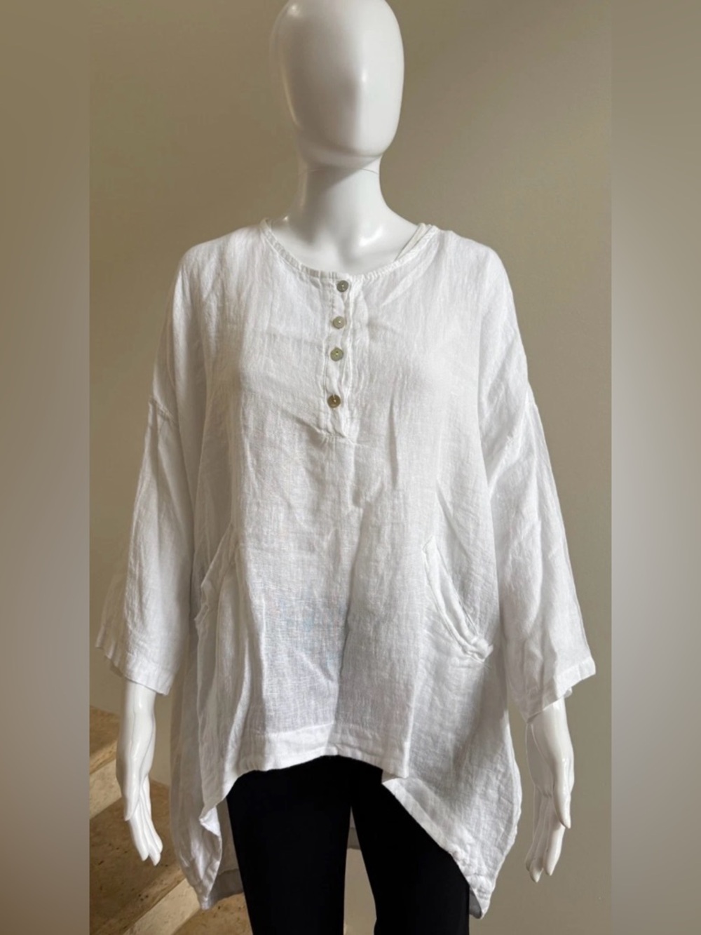 DEVITALIA Linen Top Blouse Tunic One Size